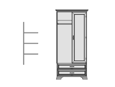 Tiffany Opcja do szafy 2D2S półki ze stojakiem